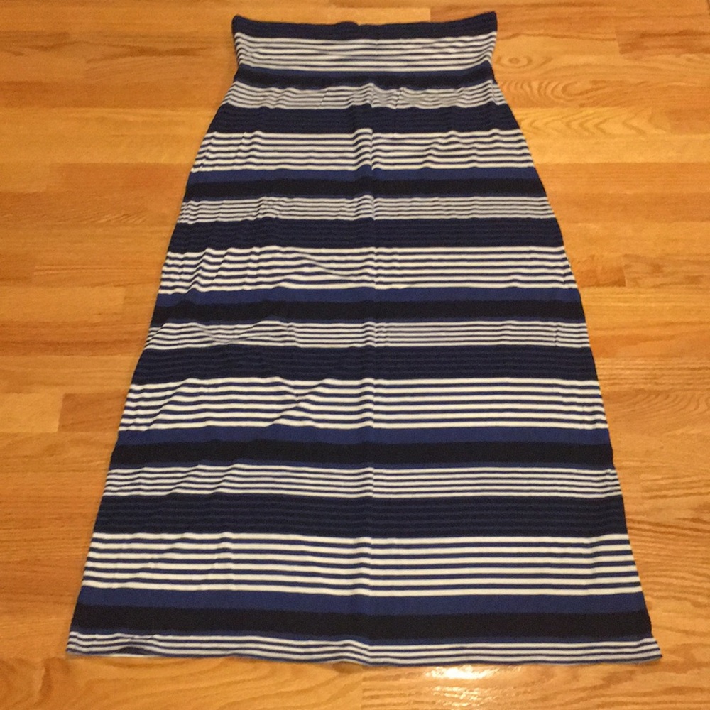 Max Studio Blue/White Striped Maxi Skirt